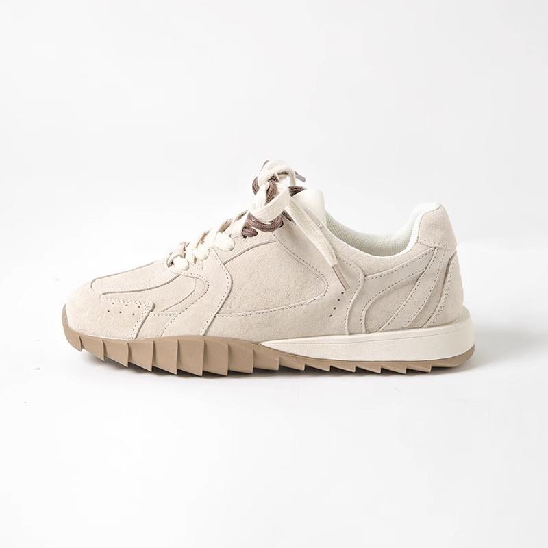 Spring New Flat-bottomed Retro Sports Casual Jogging Shoes, Lightweight and Versatile Soft-soled Single Shoes for Women