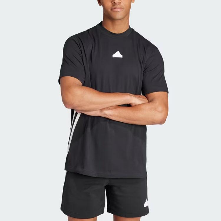 Adidas Future Icons 3-Stripes Color Block Crew Neck Short Sleeve T-Shirt Men Tops Black IR9166
