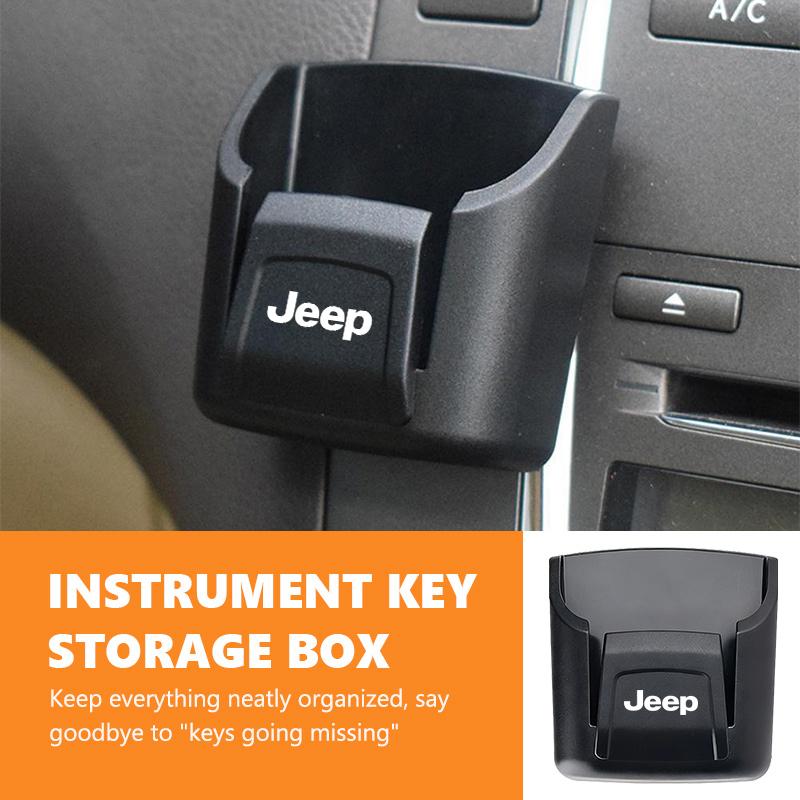 Car Dashboard Hanging ID Card Key Storage Box Accessorie For Jeep Grand Cherokee Wrangler JK Renegade Gladiator Compass AJZ1