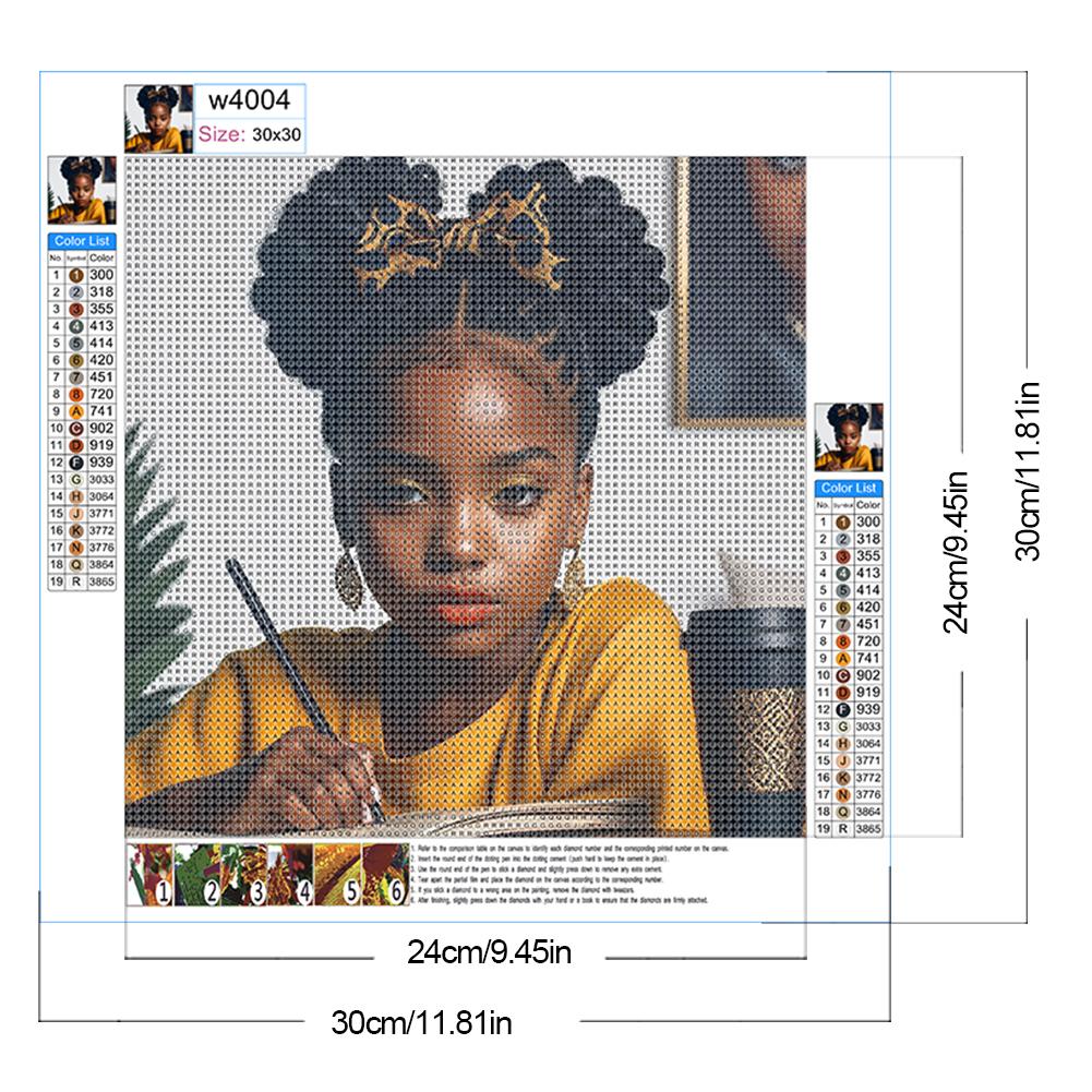 5D DIY Full Round Drill Diamond Painting Girl Kit Home Decor Art Craft 40x40cm