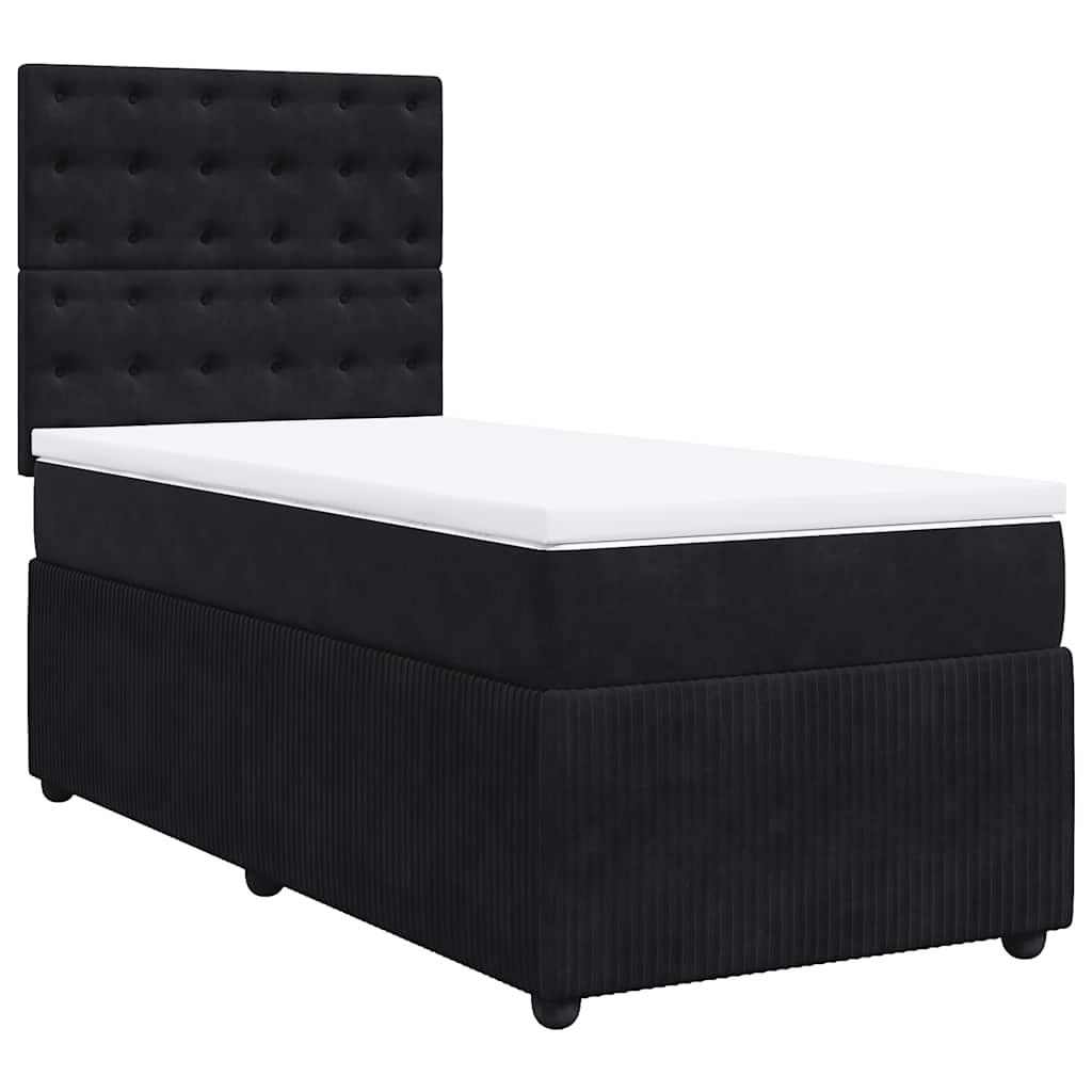Box Spring Bed with Mattress Black 90 x 190 cm Velvet