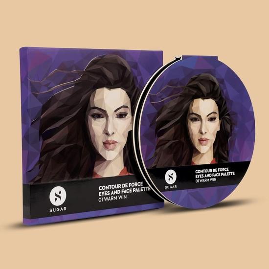 Палитра теней для век и лица Contour De Force от SUGAR Cosmetics | Включает румяна, бронзер, хайлайтер и 6 оттенков теней для век - 01 Warm Win | 20,3 г