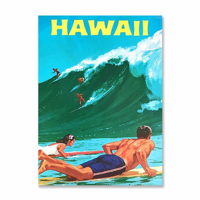 Vintage Famous City Landscape Posters Metal Tin Signs Italy France Greece Hawaii Retro Plate Wall Art Decor for Living Room Home