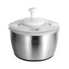 Stainless Steel Salad Spinner with Drain Basket Anti-Slip Base Stop Button Large 5.3 Quart Vegetables Dryer