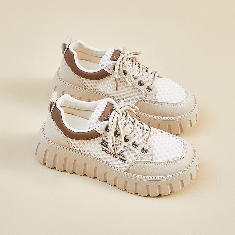 Summer Mesh White Shoes New Style of Female Students Breathable Height-enhancing Shoes Casual Shoes