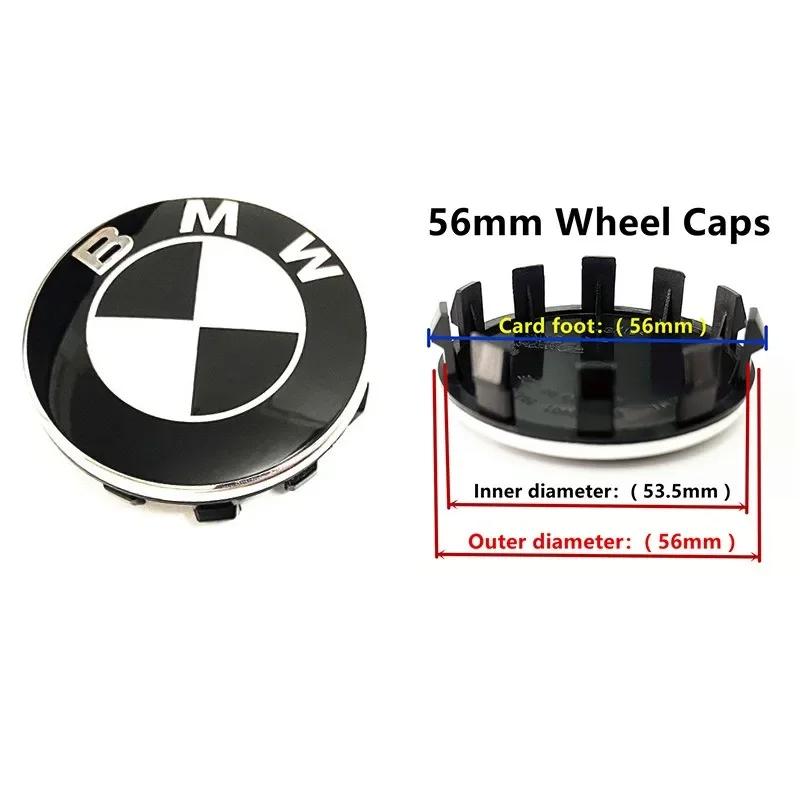 Car Black White BMW Logo Front Hood Emblem 82mm Rear Badge 74mm Wheel Hub Cap 56mm O18 steering wheel sticker 45mm Accessories