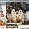 HOT Halloween Ghost Pumpkin Skull Shower Curtain Set with Non-Slip Rugs Toilet Lid Cover and Bath Mat Washable Trick or Treat