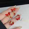 Длинные серьги-подвески из красного стекла с бабочкой для женских свадебных украшений