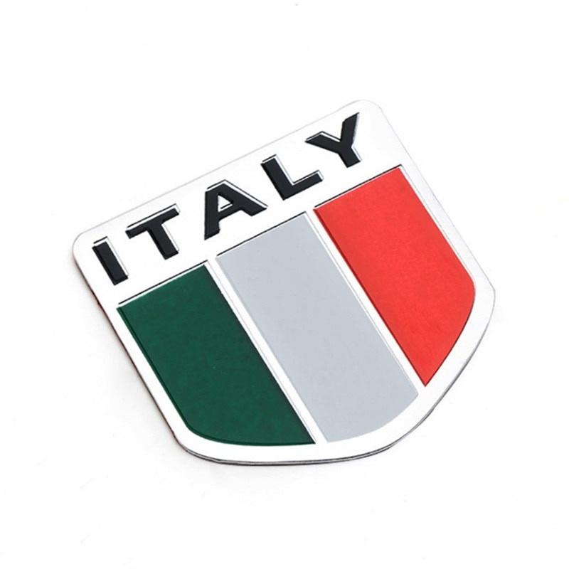 Aluminum Alloy Shield Styling Italian National Flag Emblem Decals Car Doors Decor Italy Flags Stickers