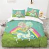 Мультяшный король и королева единорогов пододеяльник радужный воздушный шар постельное белье для детей мальчиков девочек каваи животное зеленый 2/3 предмета чехол для одеяла