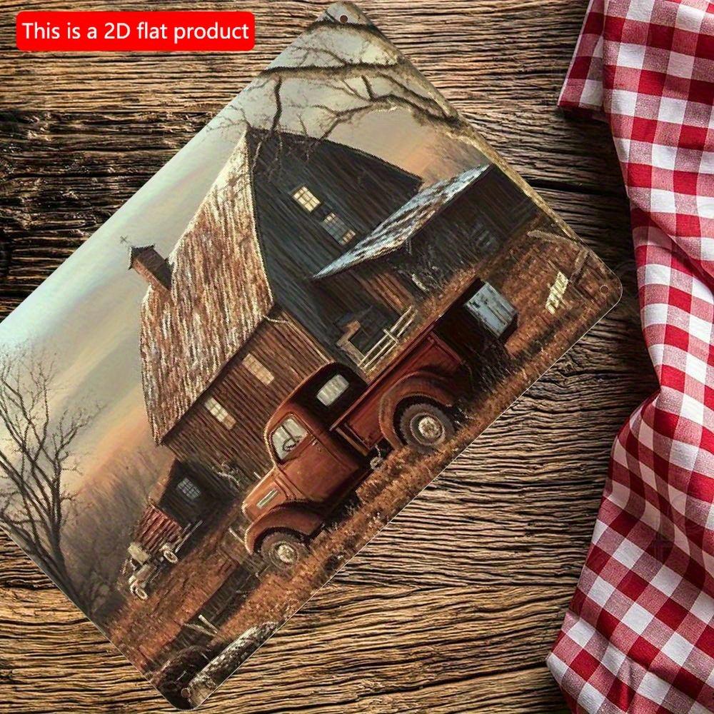 2D плоская деревянная винтажная вывеска 30*20 см - деревенский фермерский дом, амбар и трактор настенное искусство, многоцелевой домашний бар, кафе, ресторан, декор, простая установка