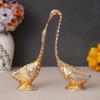 WebelKart Pair of Kissing Duck Showpiece - 29 Cm (Aluminium, Golden )