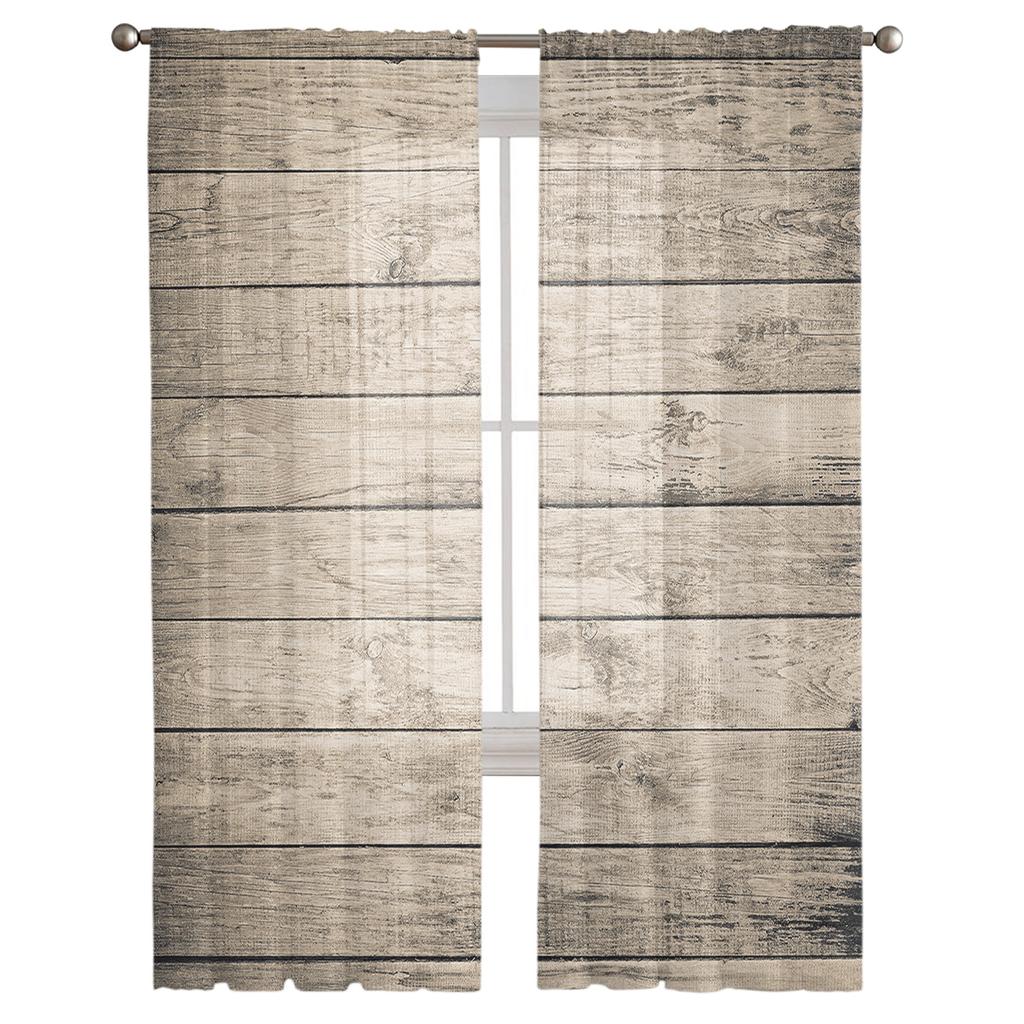 Тюлевые шторы с текстурой дерева для гостиной, прозрачная вуаль с принтом, занавеска для спальни, оконные шторы, жалюзи, домашний декор