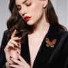 High-End Zircon Butterfly Copper Brooch Women'S Exquisite Atmosphere High-End Suit Accessories Crystal Pin Versatile Exquisite Fine