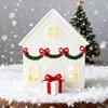 Christmas Village House Figurine LED Lighted White Small House Tabletop Decoration Winter Rustic Farmhouse Holiday Decor for Mantel Tabletop Room