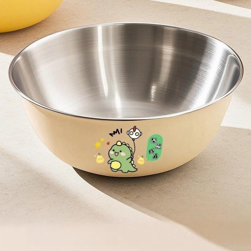 1 шт. Салатник из утолщенной нержавеющей стали большой вместимости, подходит для домашних кухонь, умывальников, мытья овощей, взбивания яиц, кулинарных мисок