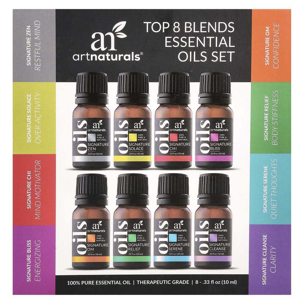 Essential Oil Set, 8 Blends, 8 Bottles, 10Ml (0.33Fl Oz) Each
