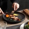 European Ceramic Deep Dish Hotel Restaurant Cutlery Black Frosted Salad Plate Steak Pasta Plate Cooking Bowl Kitchen Utensils