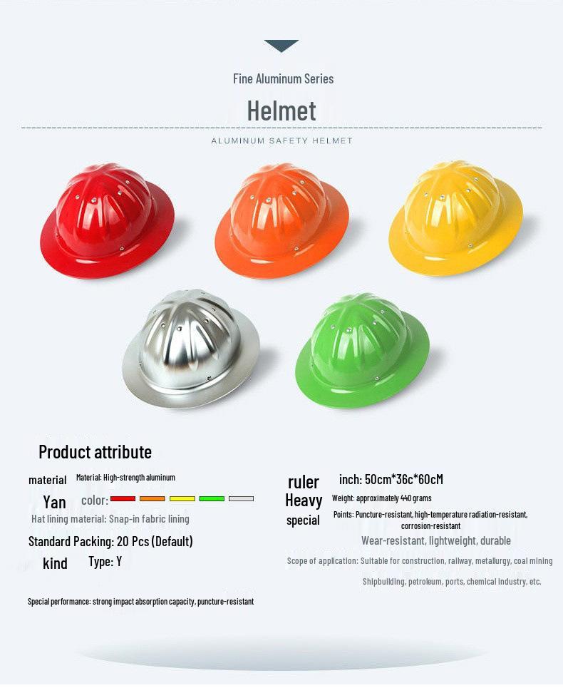 Export-Grade Aluminum Alloy Safety Helmet for Construction and Mining - Meets European and American Standards