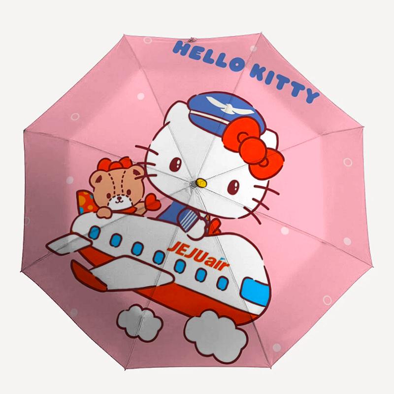 1pc Hello Kitty JEJUair Automatic Folding Umbrella - Portable 3-Fold Design, 8-Bone Iron Frame Outdoor Umbrella, Ideal Gift for Fans, Travelers, Every