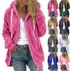 Women's Fashion Stitching Loose Hoodies Long Sleeve Plush Zipper Coat