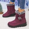 Retro Waterproof Fabric Snow Boots Women 2025 Winter Warm Short Plush Ankle Booties Casual Non Slip Hiking Sneakers Size 43