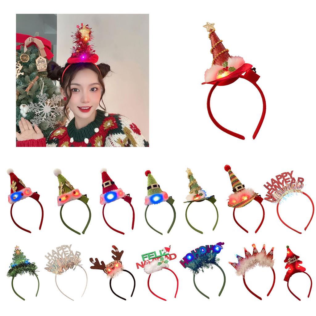 Светодиодный светящийся рождественский ободок для волос для всех возрастов, ободок для волос для новогодней вечеринки, праздничные аксессуары для вечеринки, праздничные украшения для волос