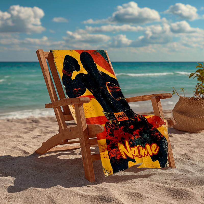 Custom Name Ultra-Soft Beach Towel with boxing Theme,Ideal for Pool - Camping, Diving - Perfect Travel Essential, Vibrant Beach Towel.