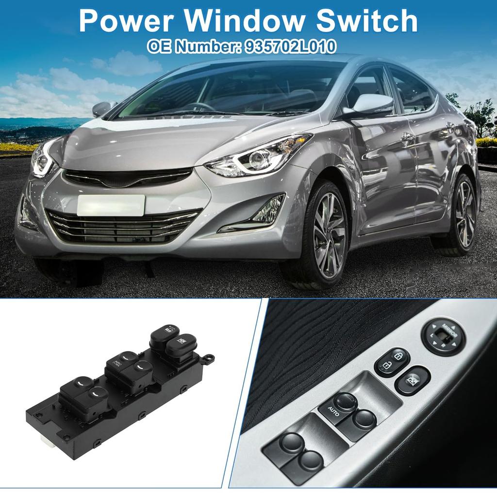 Power Window Switch No.935702L010 Front Left Driver Side Window Control Switch for Hyundai Elantra 2009-2012 Black