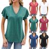 Women's Casual Solid Color V-Neck Loose Short Sleeve T-Shirt Top