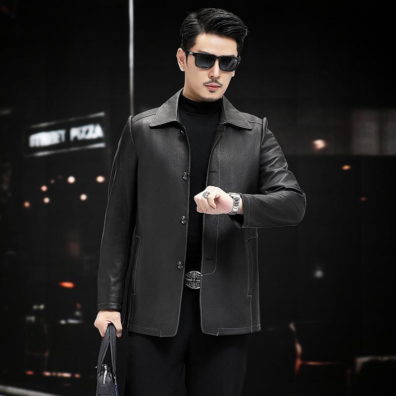 Куртки из натуральной кожи для мужчин на осень и зиму, новые деловые повседневные простые модные кожаные куртки
