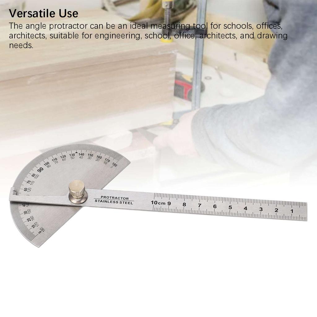 Угловой транспортир из нержавеющей стали, портативный, регулируемый от 0 до 180 градусов, линейка-искатель, инструмент для измерения угла с линейкой для деревообработки длиной 10 см