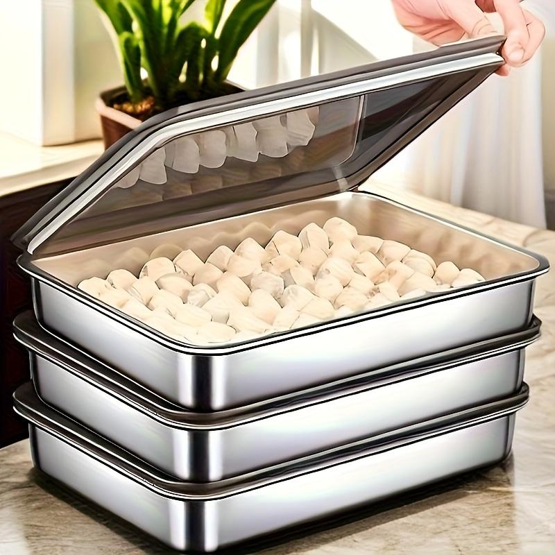 3 Large Stainless Steel Roasting Pans with Lids - Rectangular, Easy To Clean, Non-stick, Perfect for Roasting Vegetables, Meats