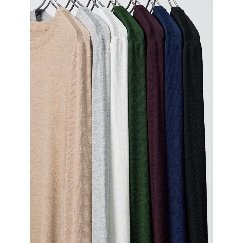 Uniqlo Футболка HeaTTech Cashmere Blend с круглым вырезом и длинным рукавом, очень теплая