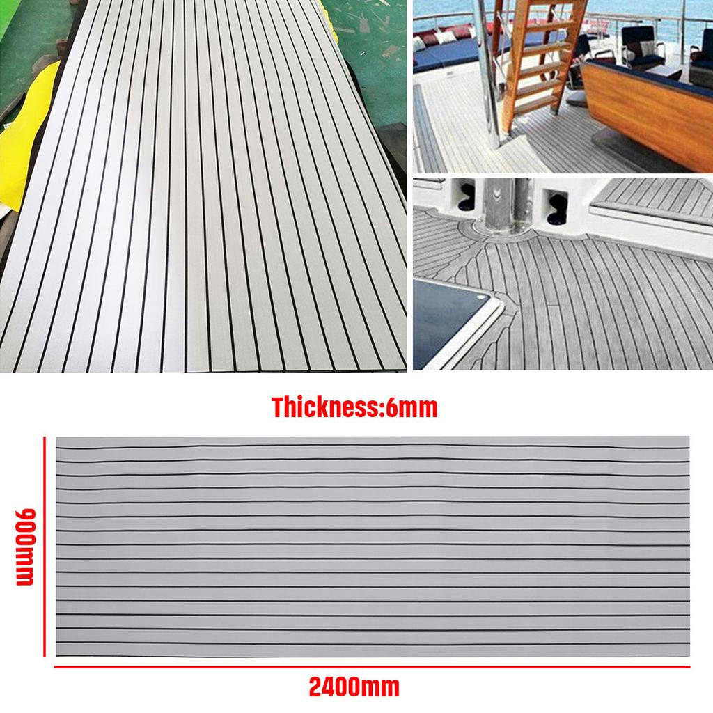 2400X900x6MM Gray EVA Foam Boat Mat Faux Teak Marine Flooring Sheet Decking Pad Waterproof Flooring Sheet