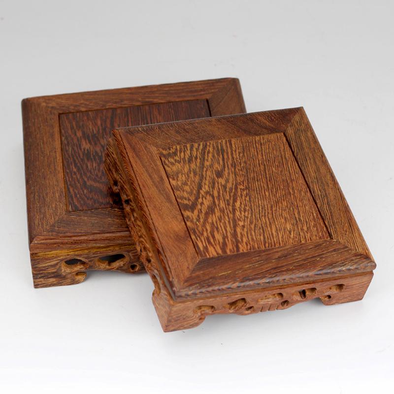 1pc Display Stand Retro Solid Wood Handcrafted for Flower Pots Bonsai Plant Shelf Square Multipurpose Miniatures Base