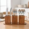 Space Saving 3 Compartment Cutlery Holder Wooden Flatware Organizer  Farmhouse