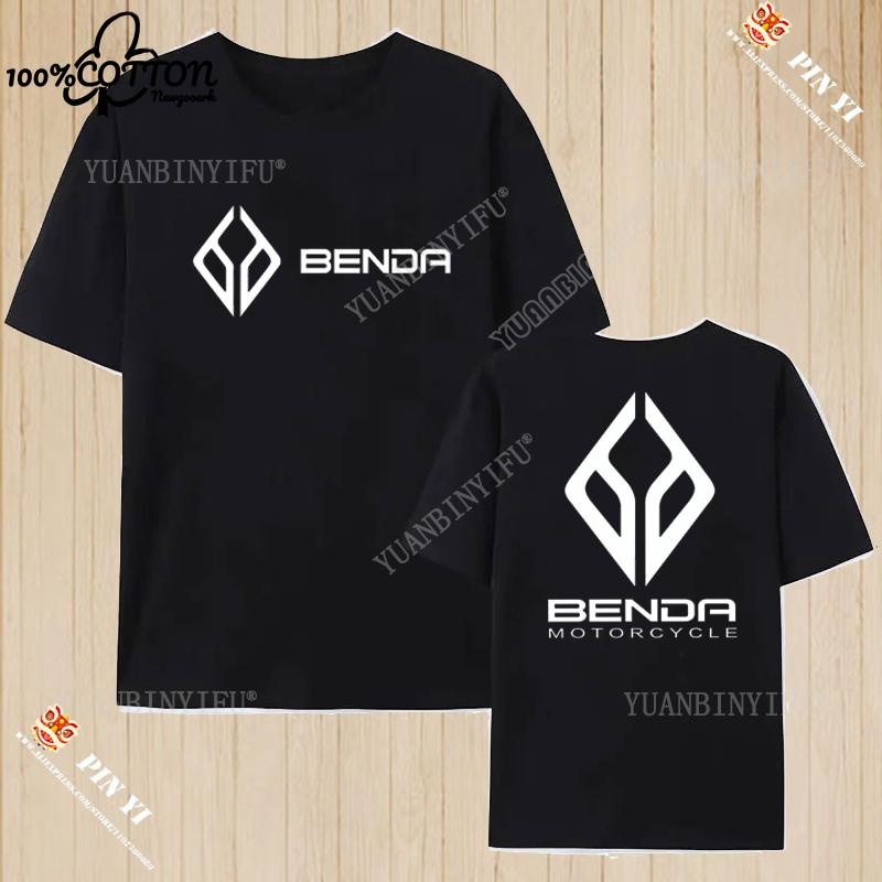 Harajuku Benda Motorcycle Logo printed T-shirt 100%Cotton top Unisex shirt short sleeve O-neck Loose Street Fashion