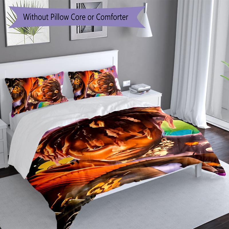 3pcs Juice WRLD1 pattern bedding set duvet cover set includes duvet cover &pillowcases, perfect all season bedroom decoration & gift
