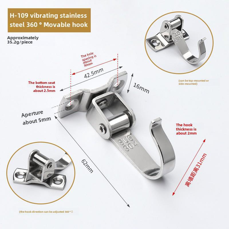 Black Stainless Steel Wall-Mounted Clothes Hook for Bathroom, Kitchen, or Door