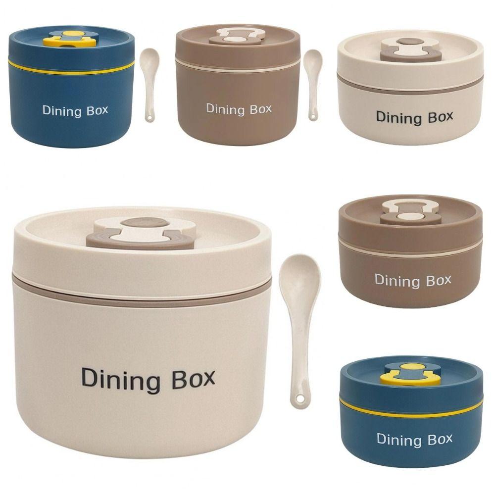Stainless Steel Thermal Lunch Box Round Dining Box Insulated Food Container Tableware