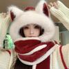 Keep Warm Fox Ear Hat Scarf Gloves Windproof Winter Plush Scarf NEW Scarf Gloves  Autumn Winter