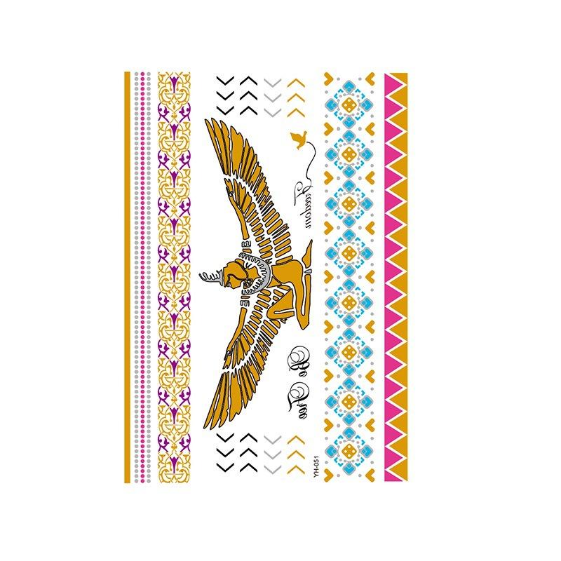 Yh ретро большая бронзовая татуировка наклейка водонепроницаемая татуировка наклейка Amazon набор горячая серебристая цветная печать наклейка