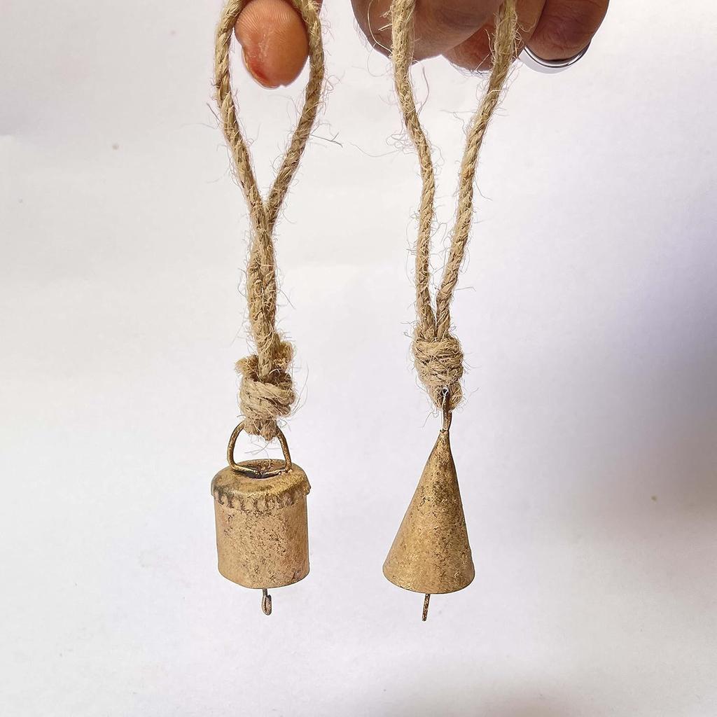 Vintage Farmhouse Hanging Bells Set of 20, Antique Iron Jingle Bells for Christmas Ornaments and Rustic Boho DIY Home Wall Décor Crafts