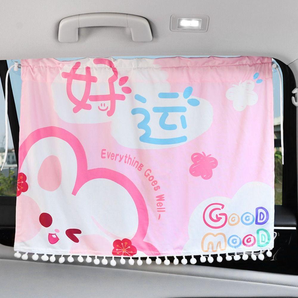 Suction Cup Cartoon Car Curtain Panda Car Blackout Curtain Cute Car Sunshade Curtain Side Window