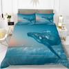 Пододеяльник с изображением китов King Queen, комплект постельного белья с изображением морских животных, водорослей, морских звезд, морских обитателей, пододеяльник из синего полиэстера