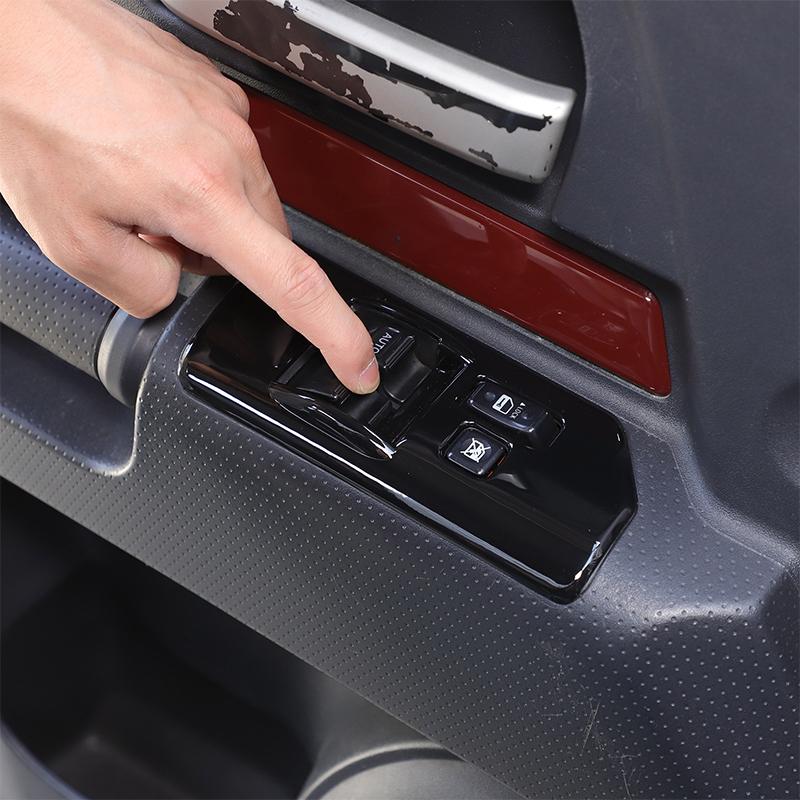 Для Toyota FJ Cruiser 2007- ABS Глянцевый черный/Углеродное волокно Декоративная наклейка-рамка кнопки стеклоподъемника автомобиля Автоаксессуары