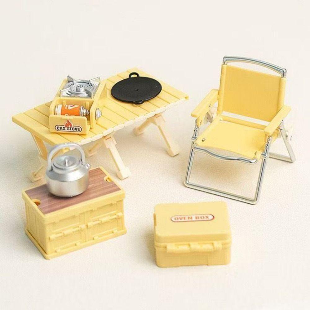Plastic Mini Camping Chair Desk Set Multicolor Camping Picnic Table Dollhouse Accessories  Gift
