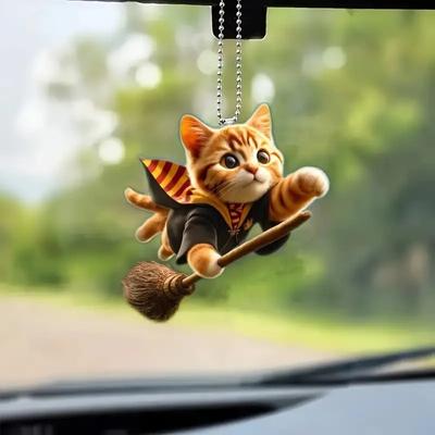 Новый милый кот акриловый материал плоский 2D автомобильный кулон, аксессуары для рюкзака, украшение для дома