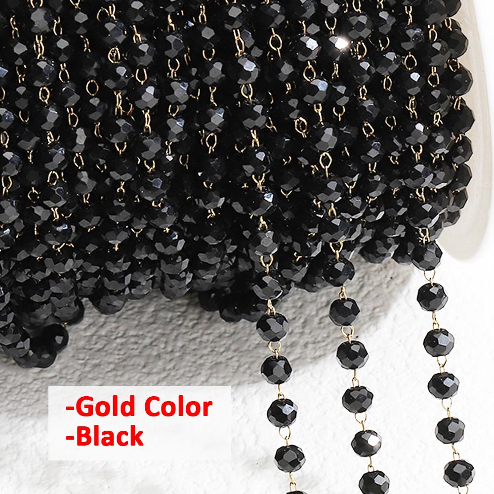 1Meter Colorful Glass Ball Beaded Chain Crystal Beads Necklace Body Chain Accessories for Jewelry Making Components DIY Supplies